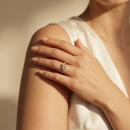 Round Lab Grown Diamond Double Pear Open Ring