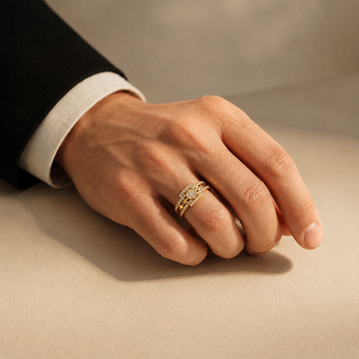 Modern Round Lab Grown Diamond Circle Statement Ring