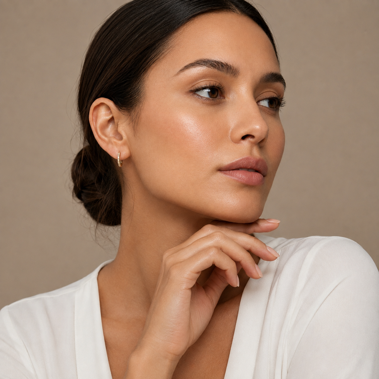Round Lab Grown Diamond Inside Outside Hoop Earrings