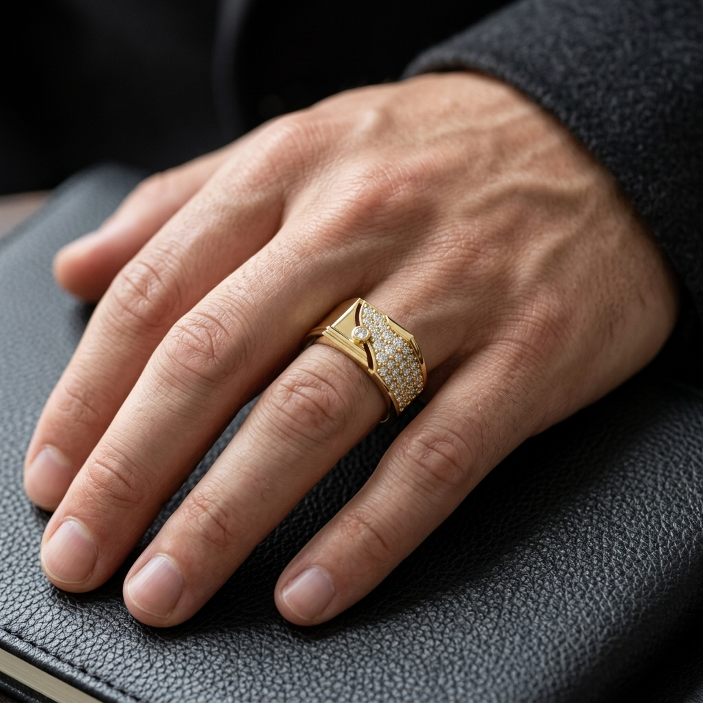 Modern Pavé Shield Lab Grown Diamond Statement Ring