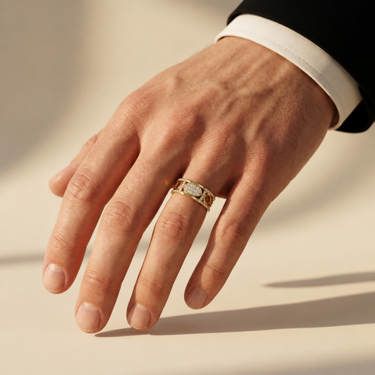Modern Oval Frame Round Lab Grown Diamond Ring