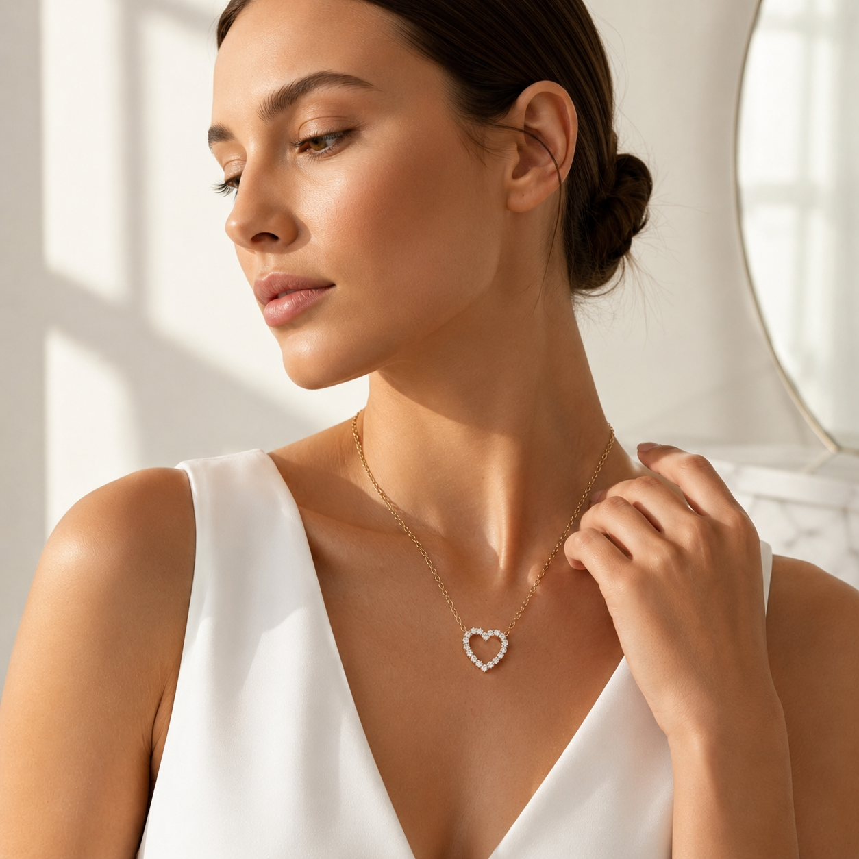 Round Lab Grown Diamond Heart Pendant Necklace