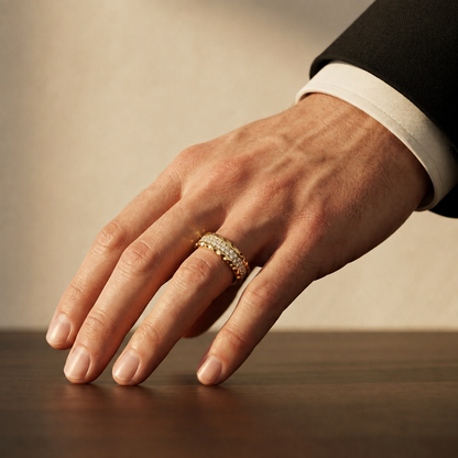 Textured Pavé Lab Grown Diamond Wedding Band