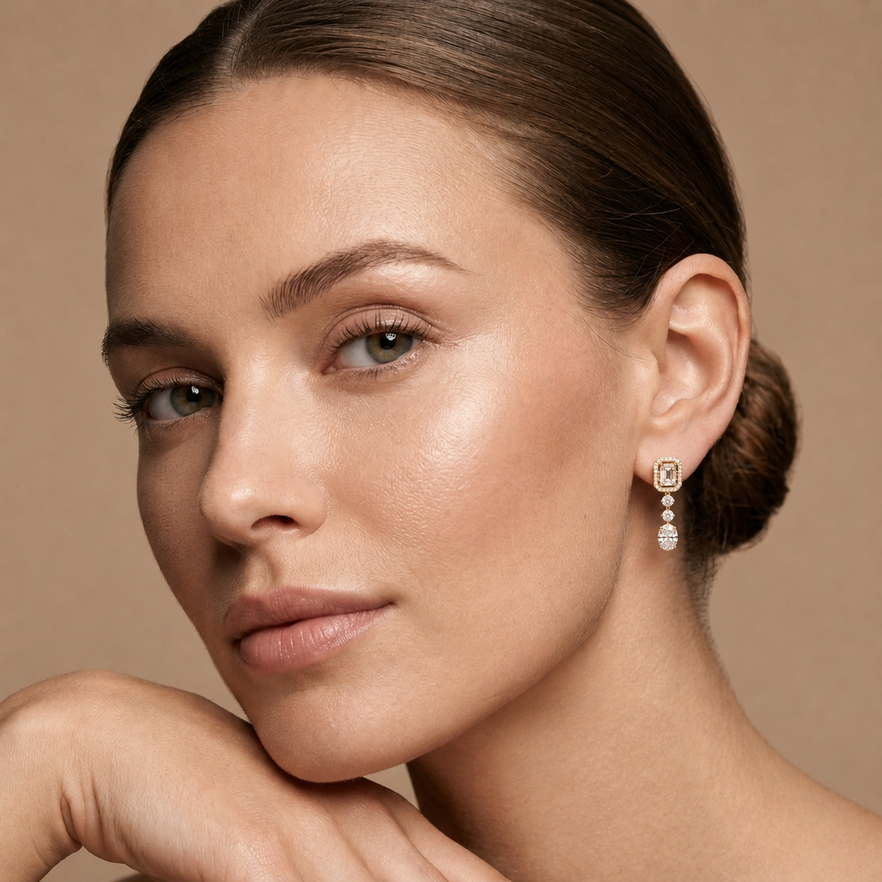 Emerald Cut Halo Drop Lab Grown Diamond Earrings