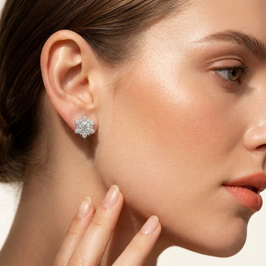 Diamantblüte Lab Grown Gold Ohrstecker | Eleganter Feinschmuck