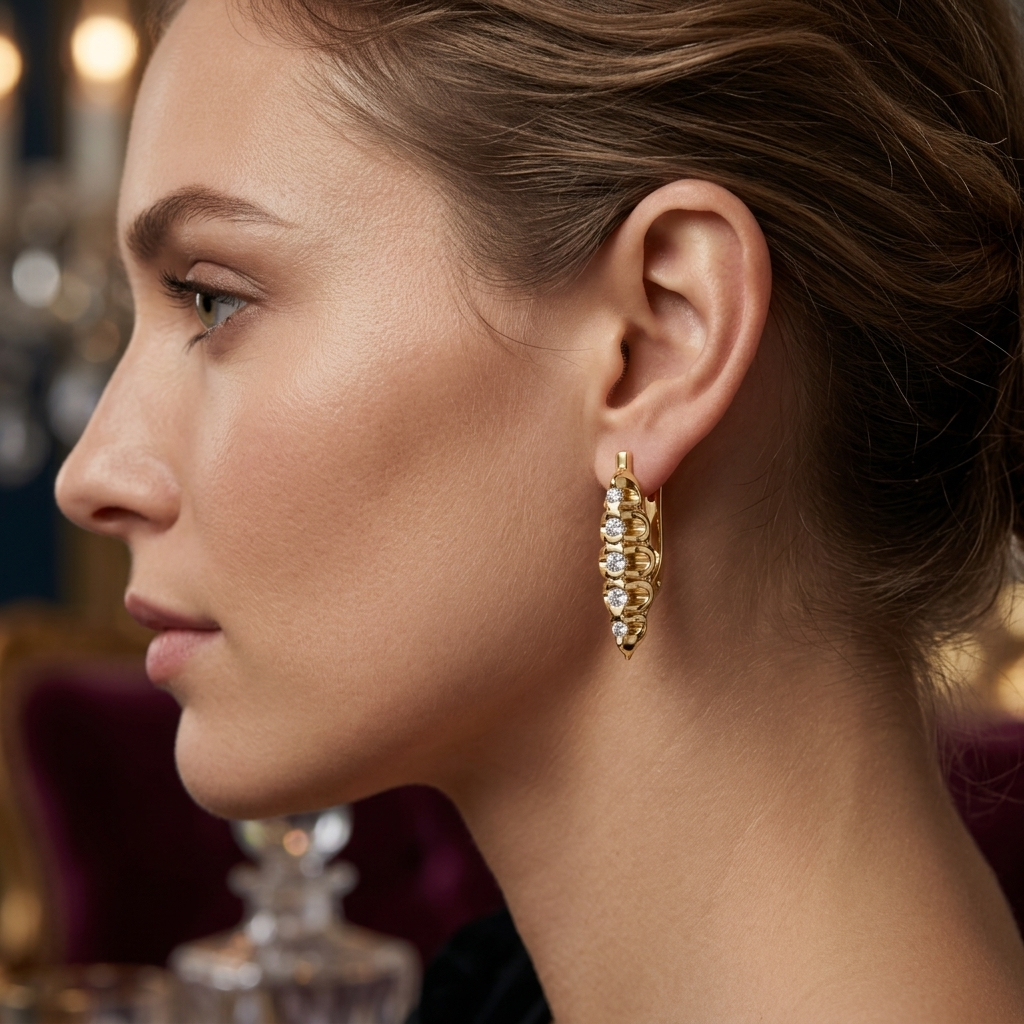 Round Lab Grown Diamond Huggie Hoop Earrings