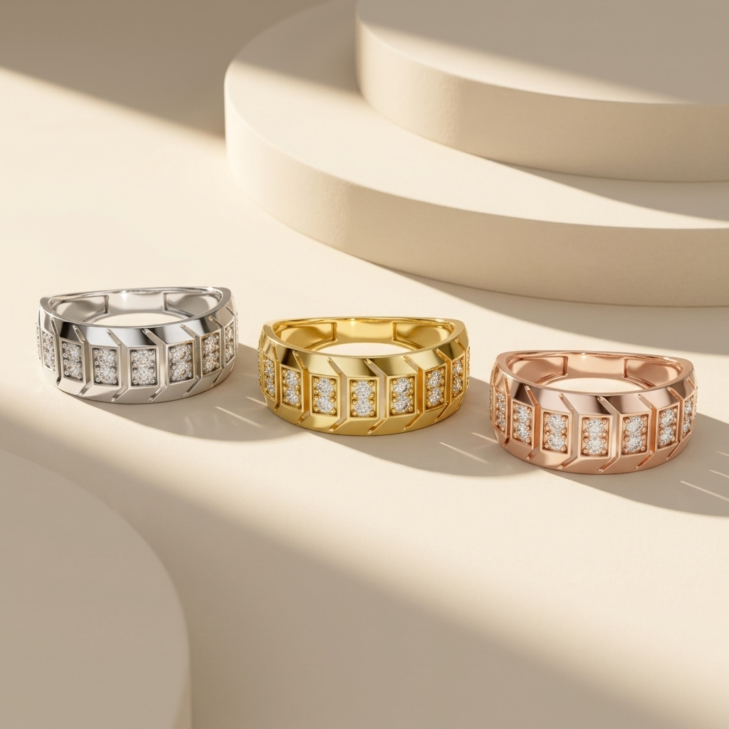 Modern Multi Panel Round Lab Grown Diamond Ring