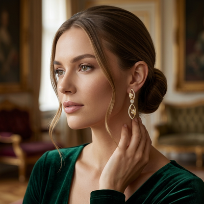 Round Lab Grown Diamond Floral Drop Earrings