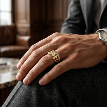 Modern Square Cluster Lab Grown Diamond Openwork Ring