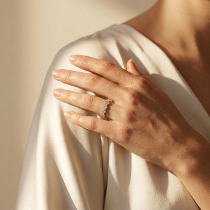 Round Lab Grown Diamond Cluster Wedding Band