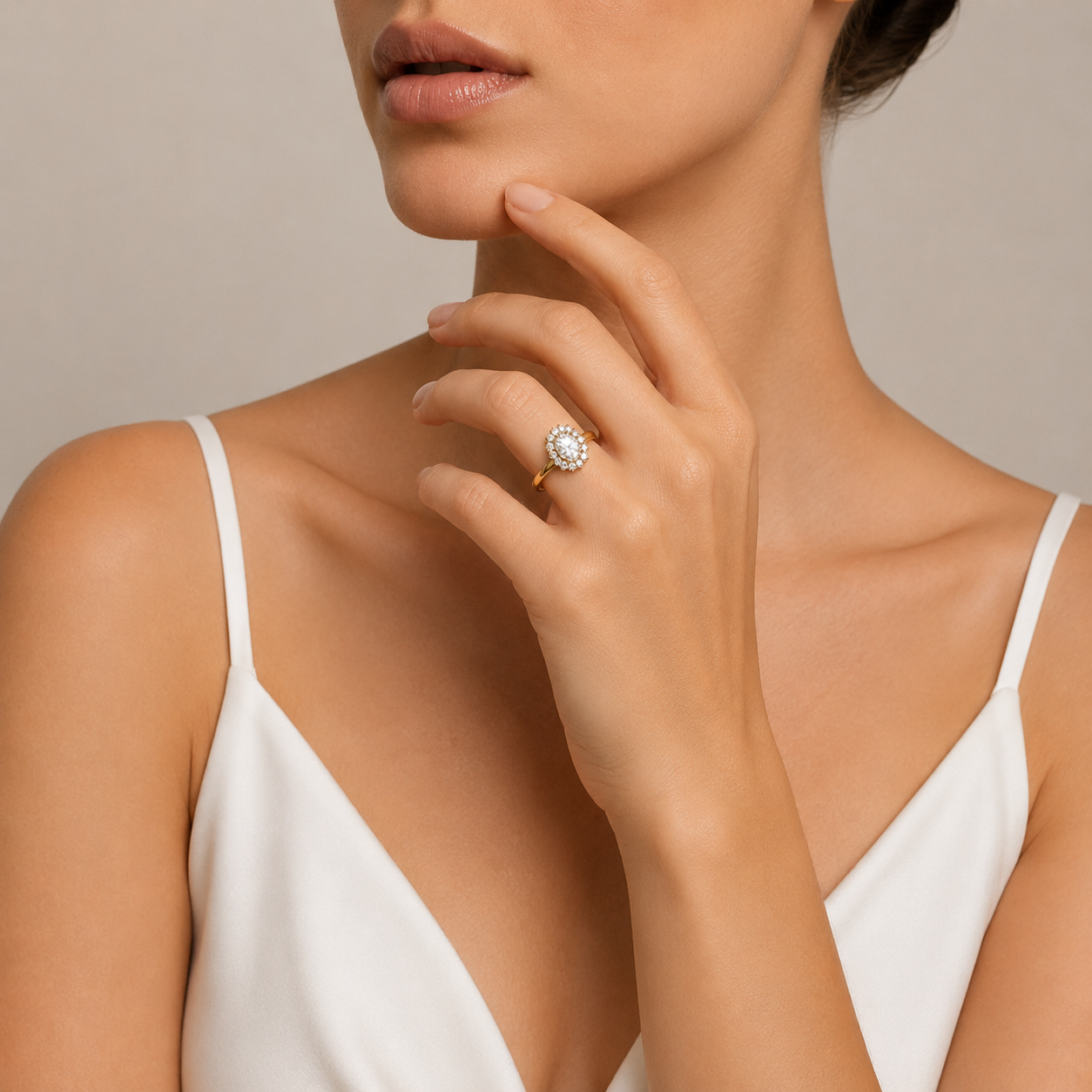 Oval Lab Grown Diamond Halo Engagement Ring