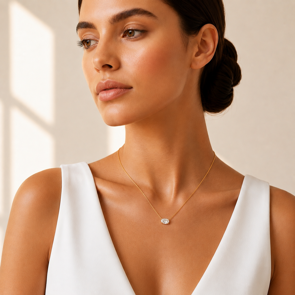 Oval Lab Grown Diamond Solitaire Pendant Necklace