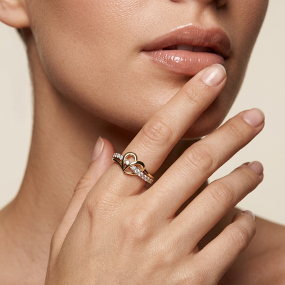 0.937 Carat Round Cut Lab Grown Diamond Heart Twist Ring