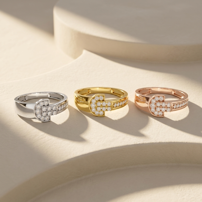 Round Lab Grown Diamond Geometric Cluster Ring