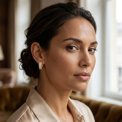 Round Lab Grown Diamond Pavé Huggie Hoop Earrings