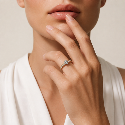 Runder Diamant-Kanalring | Feines 18K 14K 10K Gold