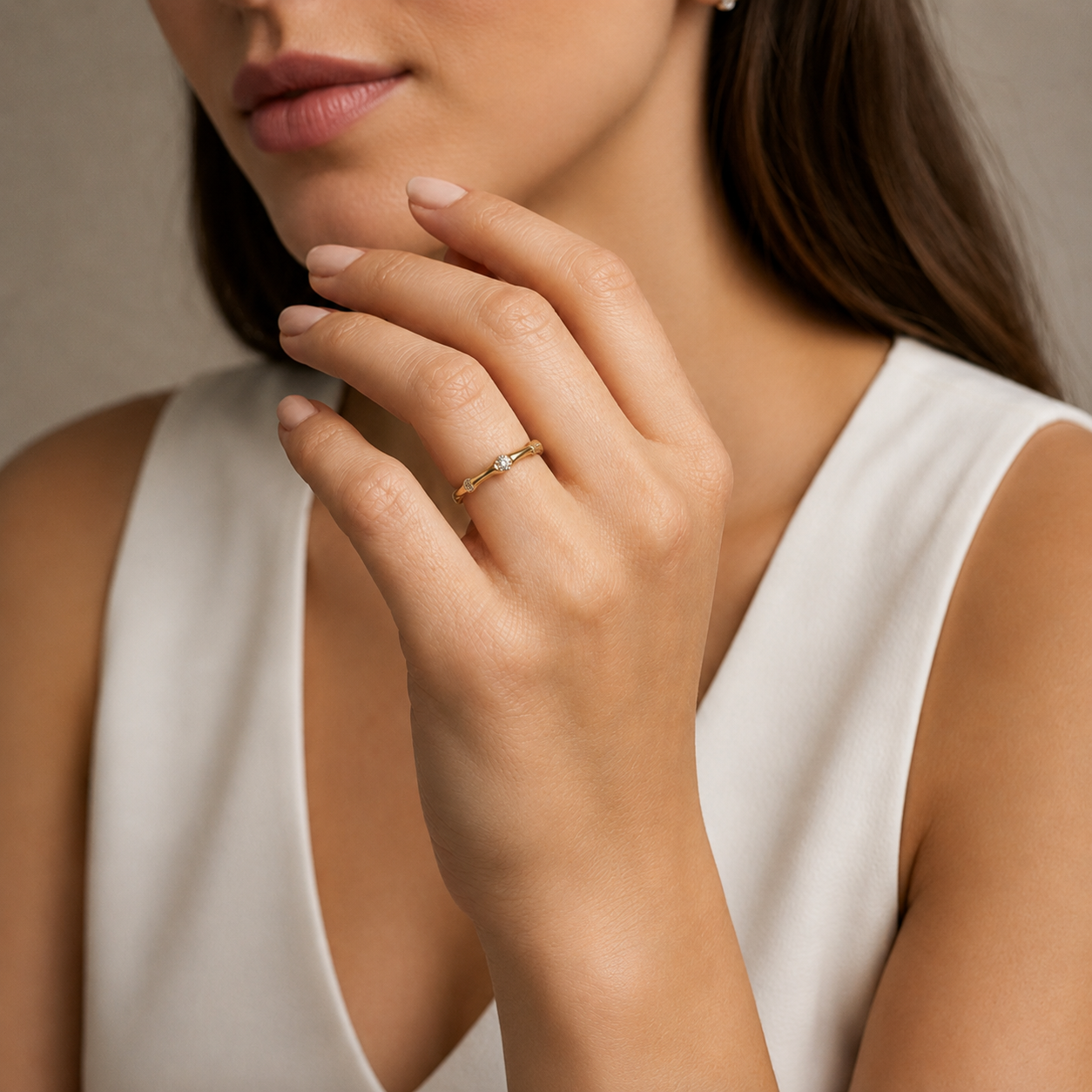 Round Lab Grown Diamond Bezel Wedding Band Ring