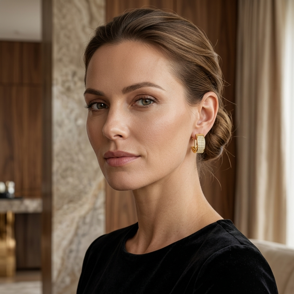 Round Lab Grown Diamond Wide Huggie Hoop Earrings