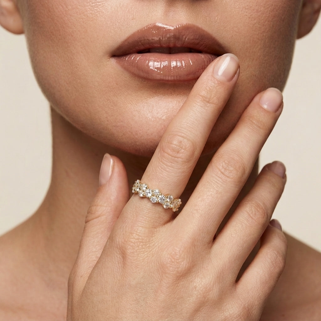 Round Lab Grown Diamond Cluster Wedding Band