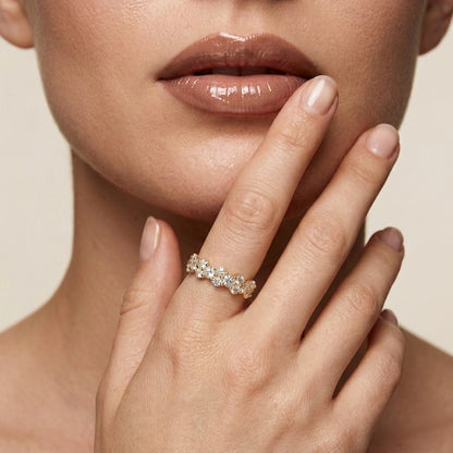 Round Lab Grown Diamond Cluster Wedding Band
