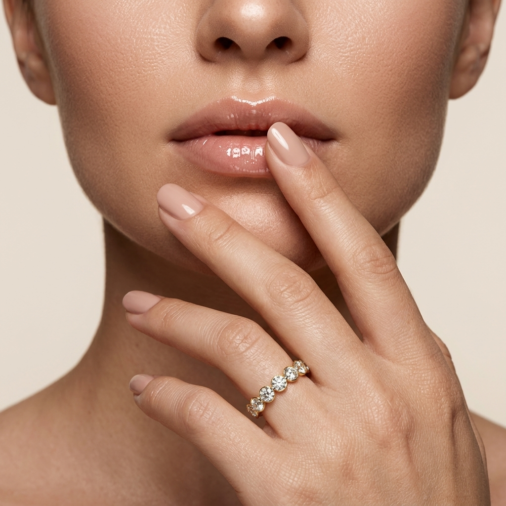 Round Lab Grown Diamond Half Eternity Wedding Band