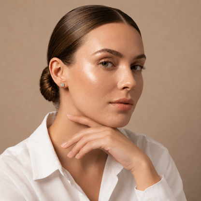 1.80 Carat Princess Cut Lab Grown Diamond Stud Earrings