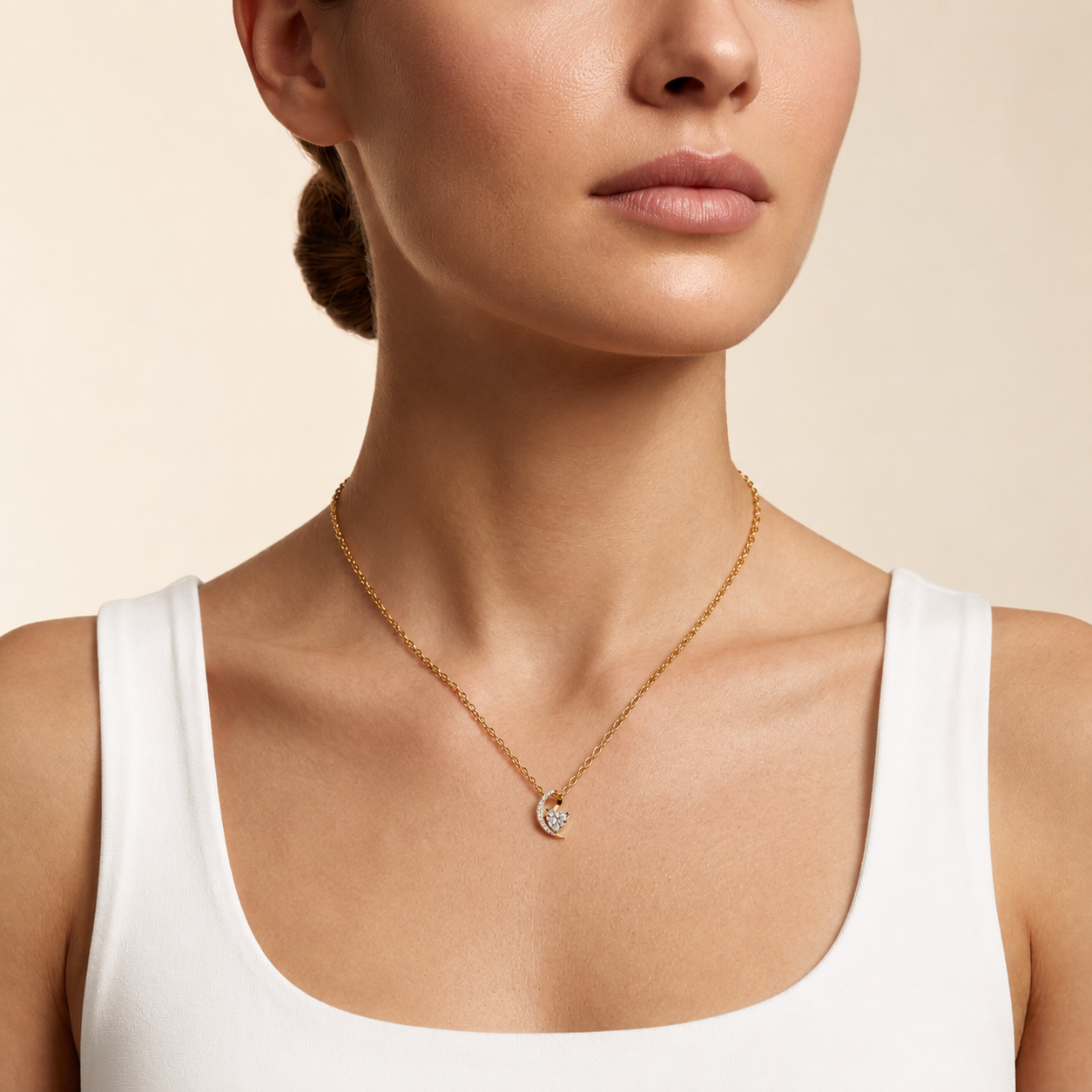 Geschwungener Diamant-Herzanhänger | 18K Gold Feiner Schmuck