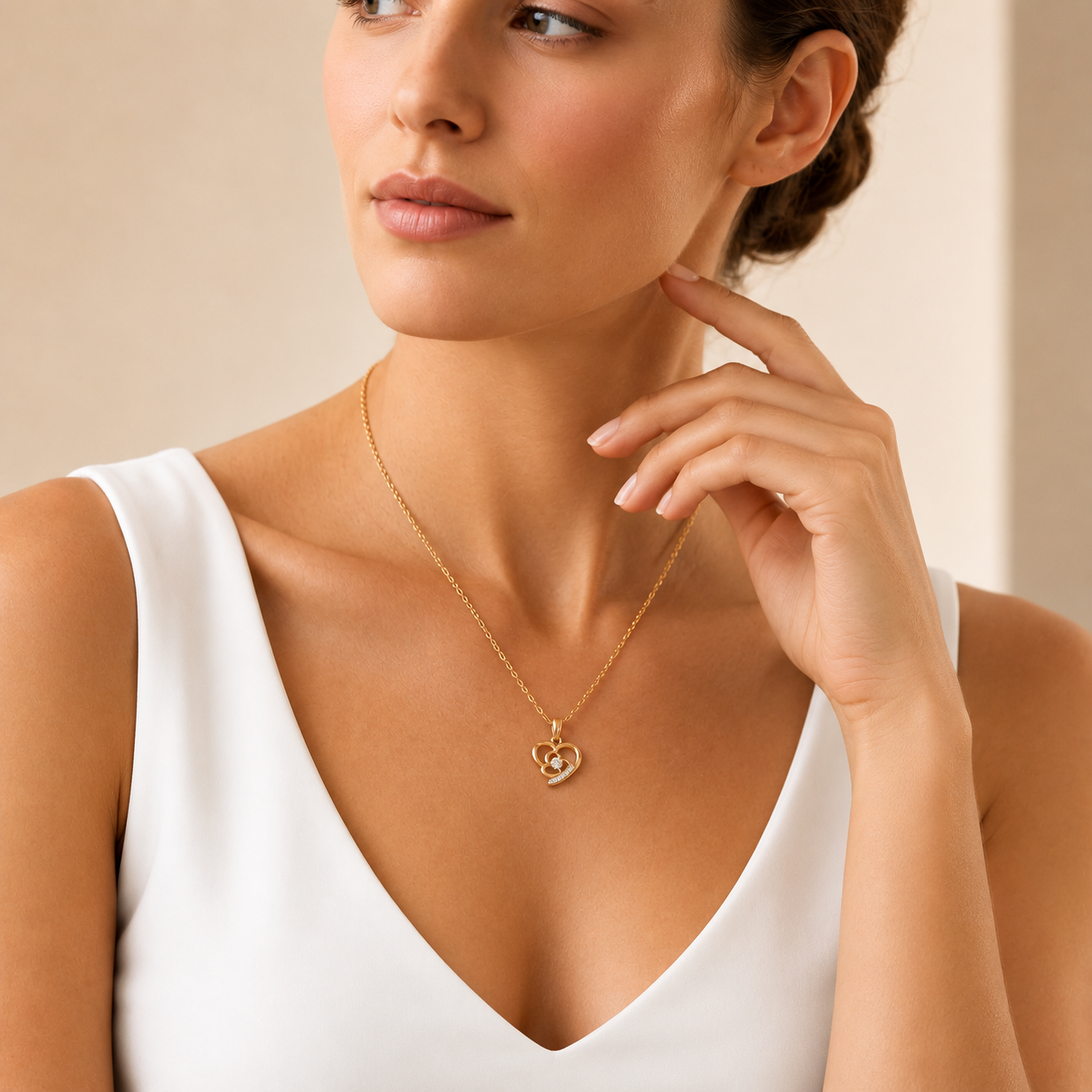 Schwebender Herz Diamant Anhänger Gold | 18K Edelschmuck