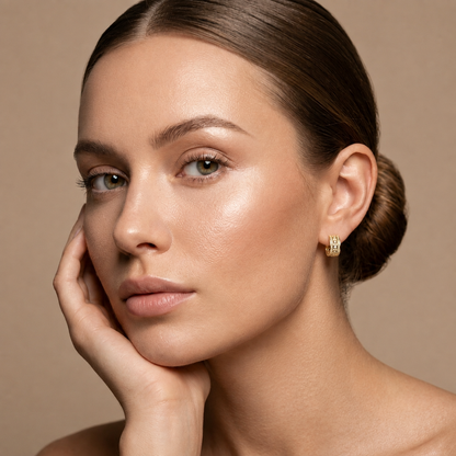 Round Lab Grown Diamond Geometric Huggie Hoop Earrings