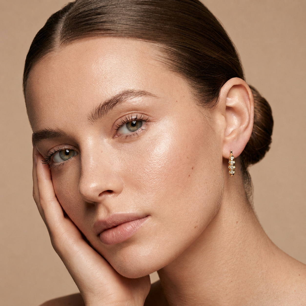 Round Lab Grown Diamond Huggie Hoop Earrings