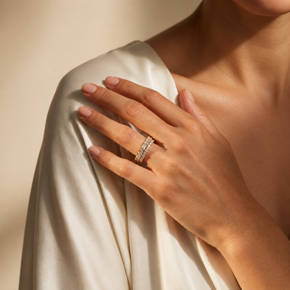 0.708 Carat Round & Baguette Lab Grown Diamond Wedding Band