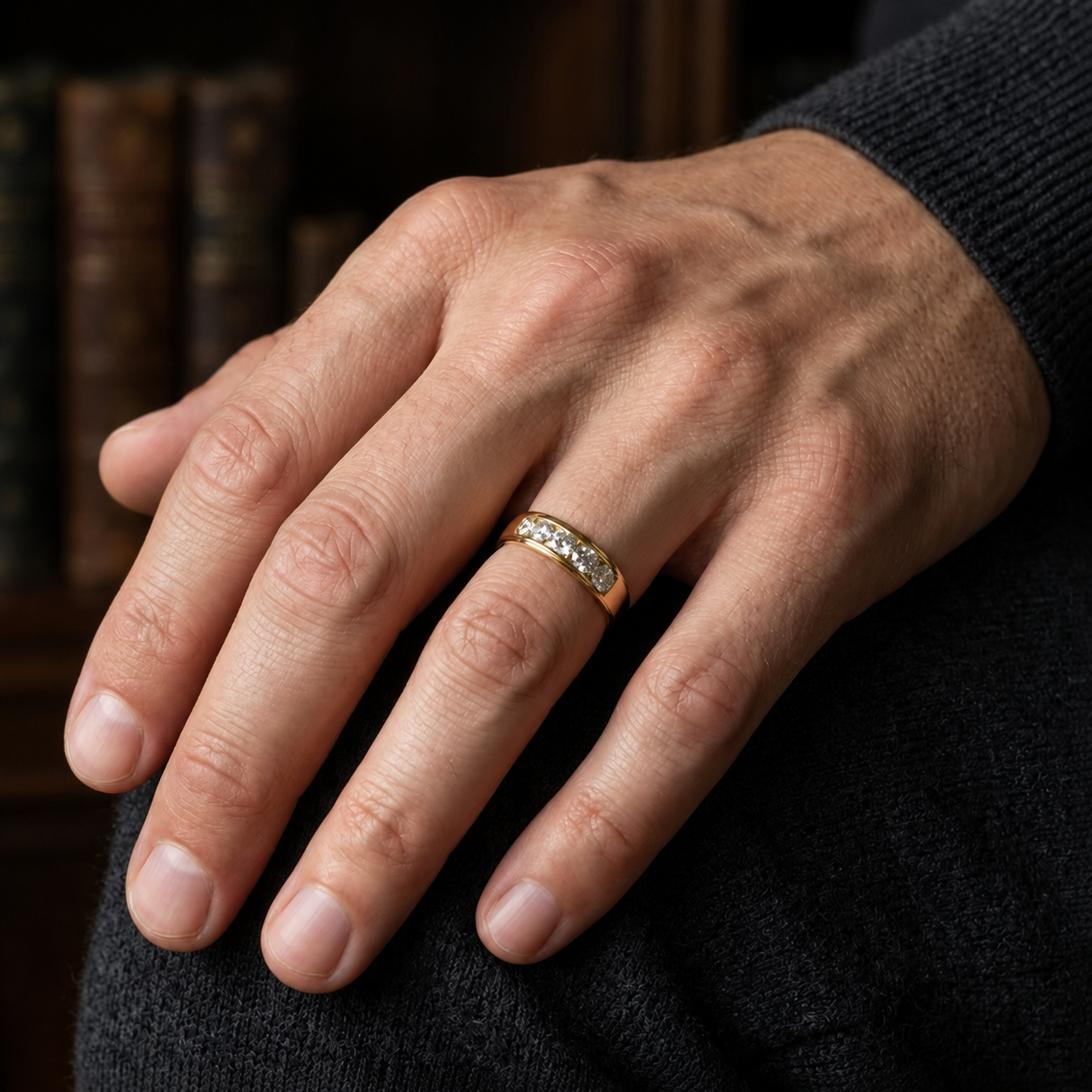 Round Lab Grown Diamond Five Stone Band Ring