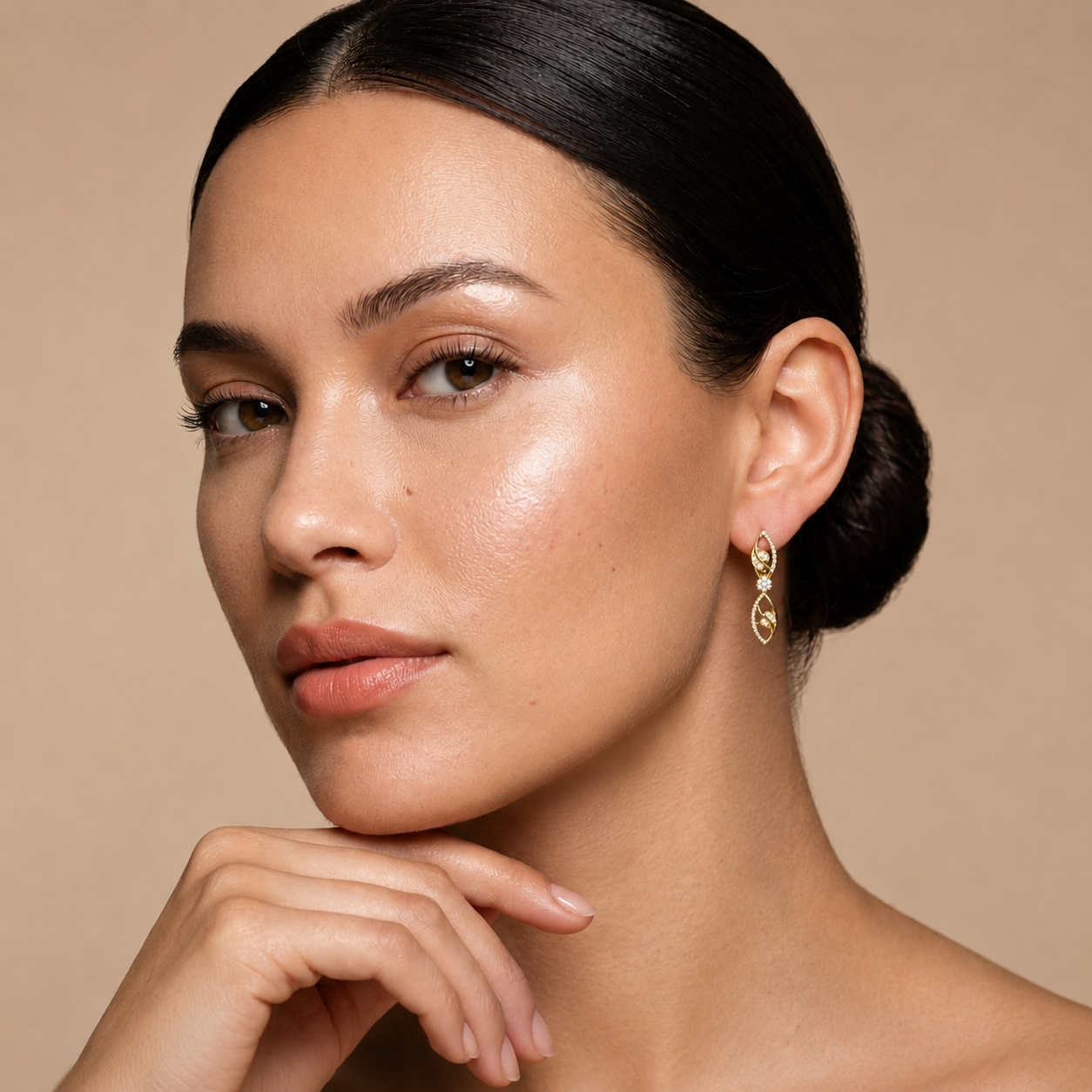 Round Lab Grown Diamond Floral Drop Earrings