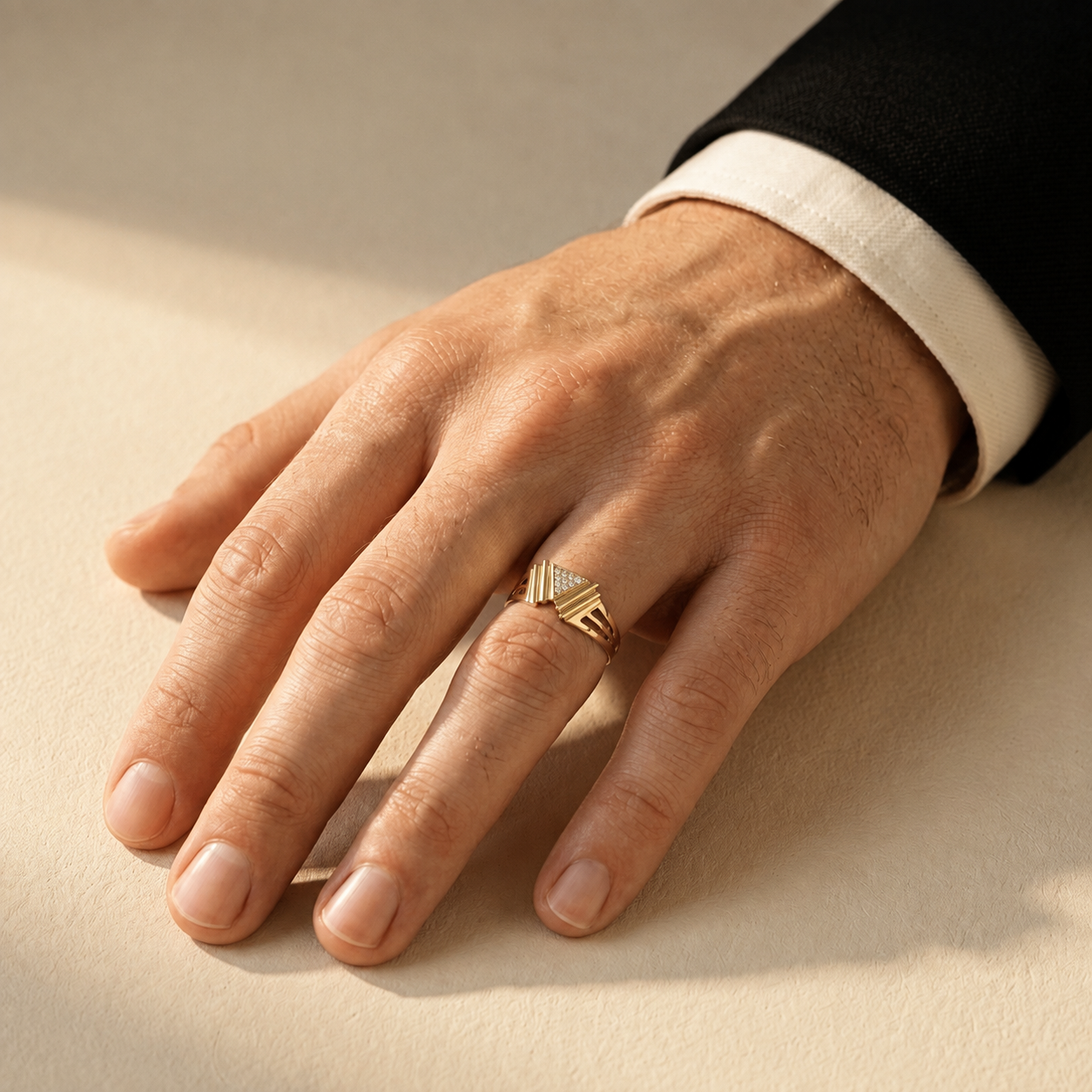 Round Lab Grown Diamond Triangle Statement Ring