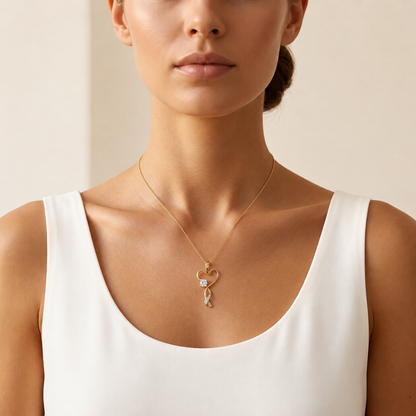 0.518 Carat Round Cut Lab Grown Diamond Heart Pendant Necklace