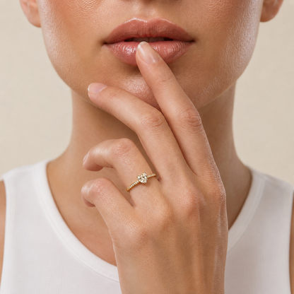 0.672 Carat Heart & Round Cut Lab Grown Heart Solitaire Diamond Ring