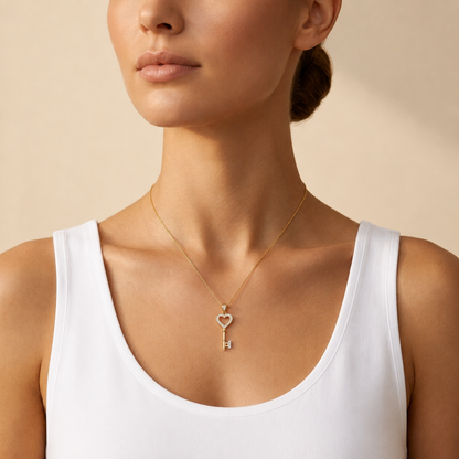Diamant Herz Schlüsselanhänger Offenes Design | 18K Gold