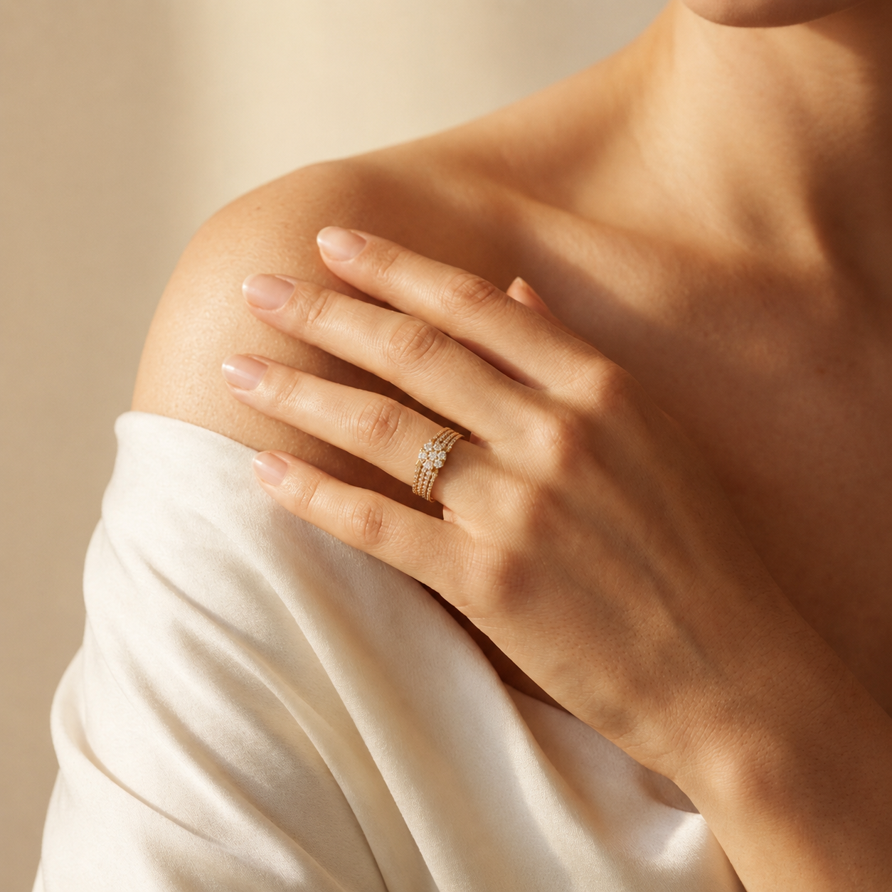 Round Lab Grown Diamond Cluster Statement Ring