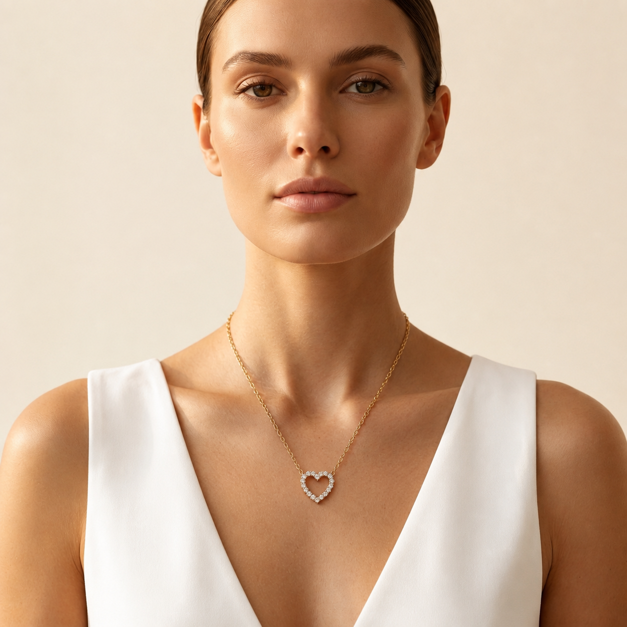 Round Lab Grown Diamond Heart Pendant Necklace