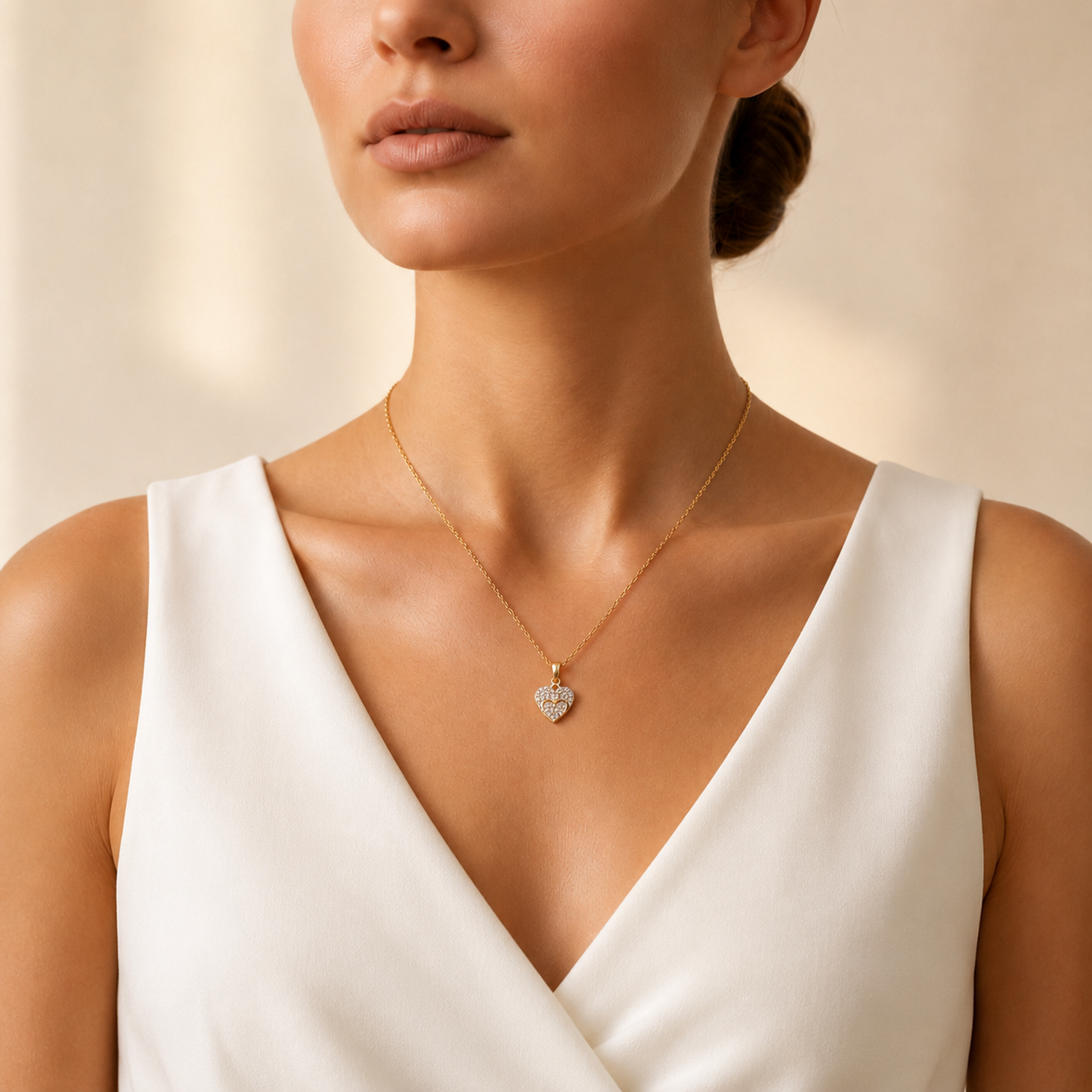 Doppelherz Diamant Anhänger Gold | 18K Edelschmuck