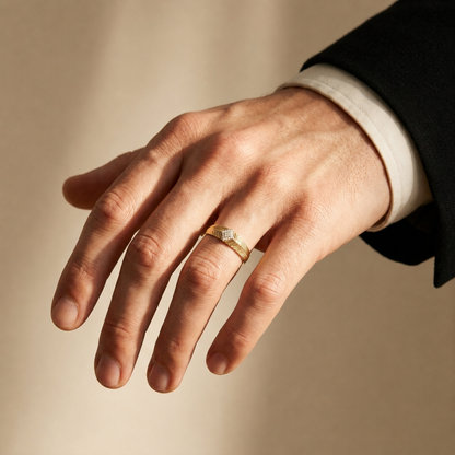 Modern Geometric Round Lab Grown Diamond Signet Ring