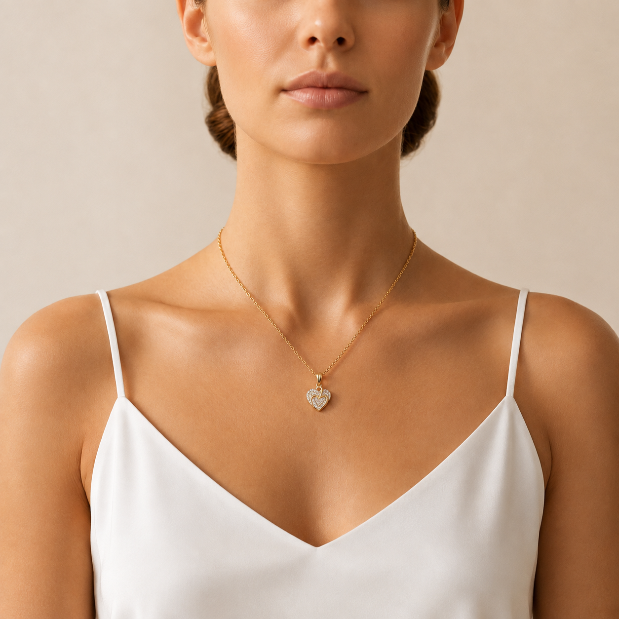 Doppelherz Diamant Anhänger Gold | 18K Edelschmuck