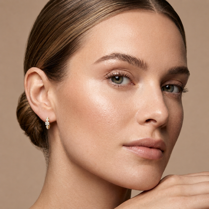 Round Lab Grown Diamond Floral Hoop Earrings
