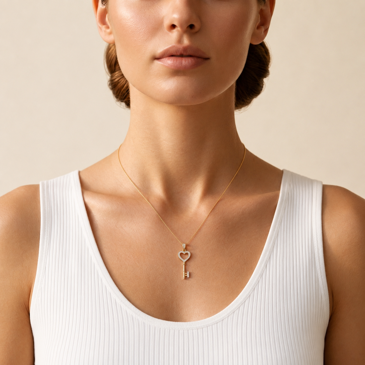Diamant Herz Schlüsselanhänger Offenes Design | 18K Gold