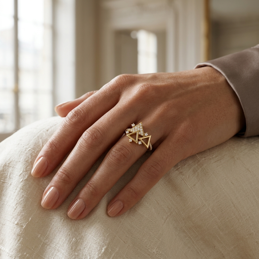 Modern Geometric Lab Grown Diamond Open Triangle Ring