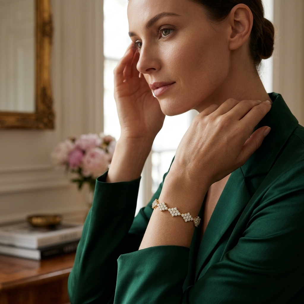 Luxury floral cluster bracelet featuring round brilliant lab grown diamonds.
