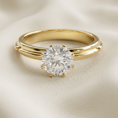 14K Gold Double Shank Solitaire Lab Grown Diamond Engagement Ring