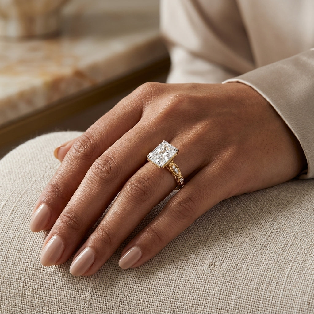 Radiant Cut Diamond Vintage Engagement Ring
