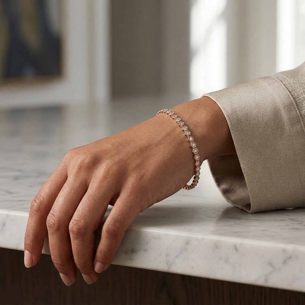 Hexa Gold Diamond Tennisarmband | Sechs Seiten puren Luxus