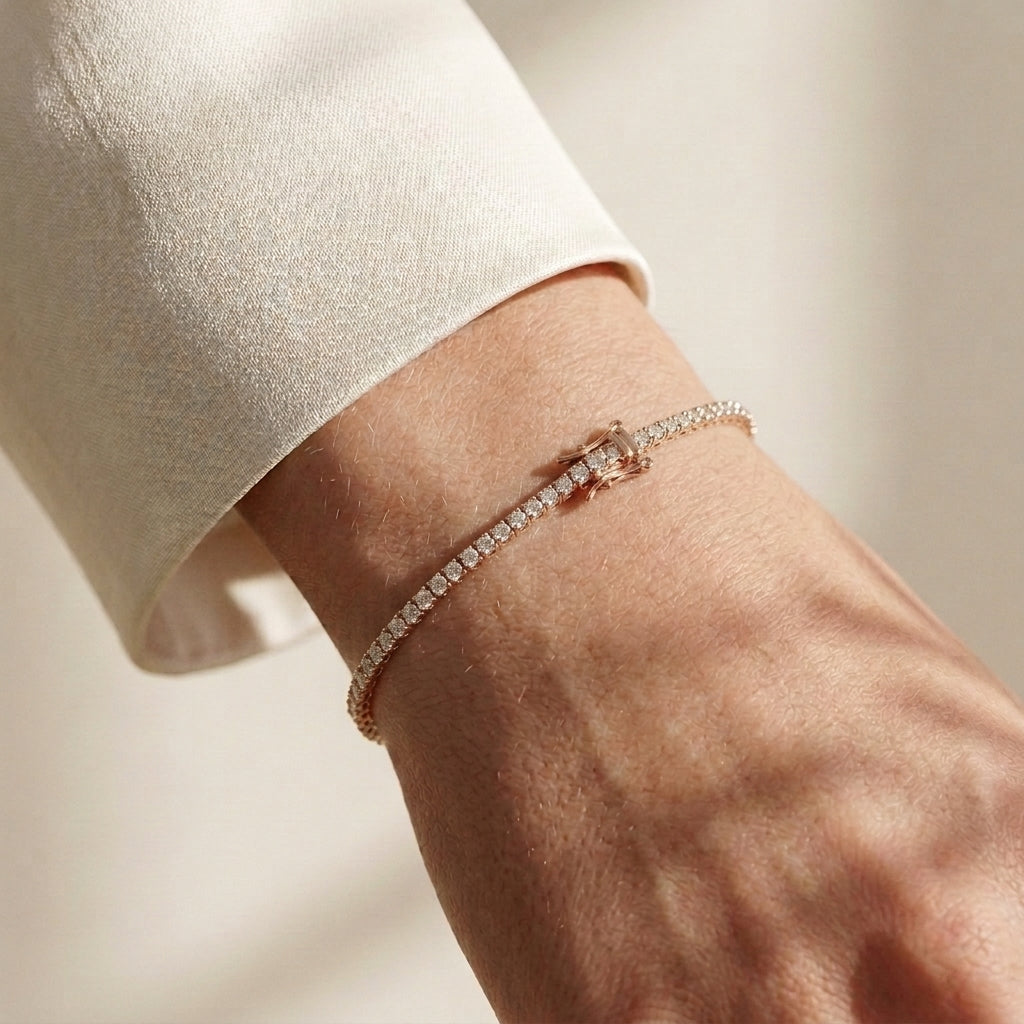 Round Diamond Tennis Bangle Bracelet